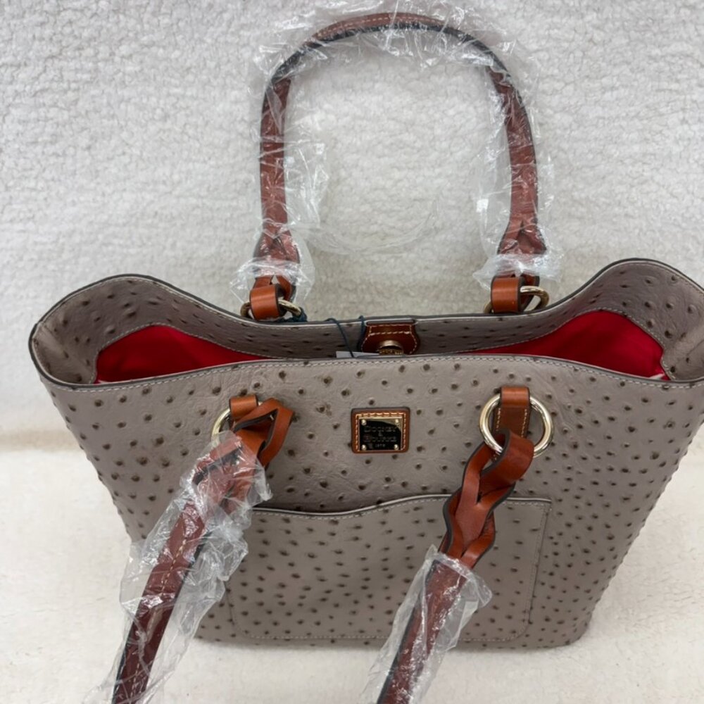 DOONEY & BOURKE - Tammy Tote Light Taupe Italian Leather Ostrich NEW $398 msrp - Picture 7 of 14